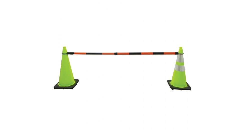 Barre pour cône de circulation rétractable, Longueur déployée de 7' 5'', Orange/Noir
